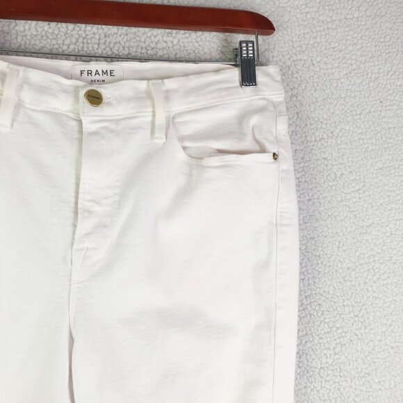 Frame Jeans Womens 32 White Le High Straight Blanc Cropped Stretch - Picture 2 of 12